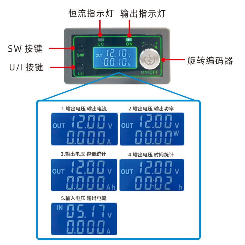 50V20A 1000W 数控降压可调电源模块 电压电流表直流稳压 LCD显示